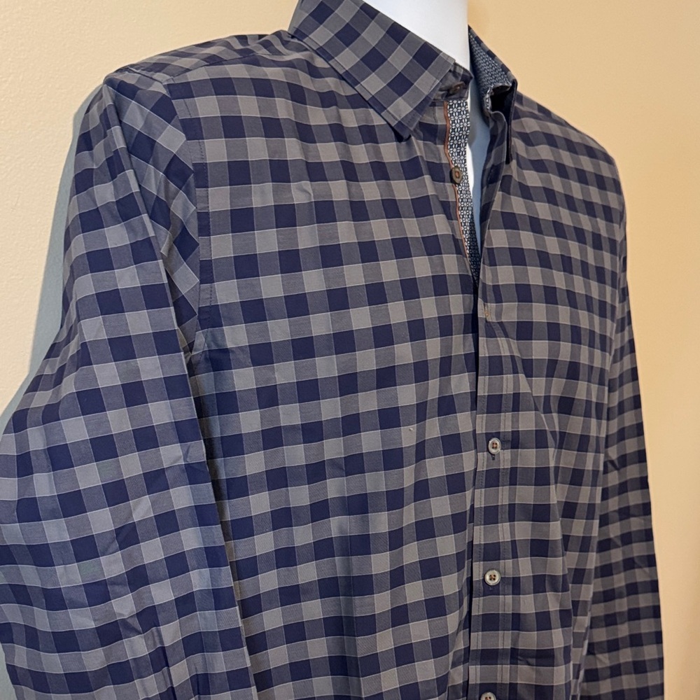 Ted Baker London Navy Checkered Button Down Shirt - Picture 6 of 11